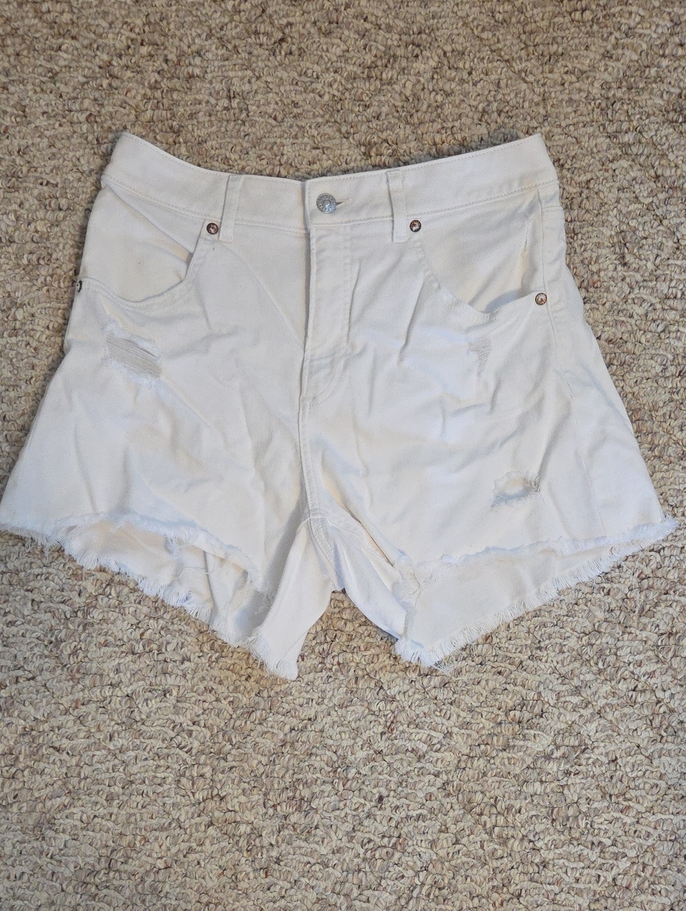 Express White High-Rise Raw-Hem Denim Shorts